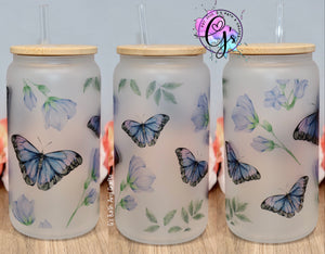 Blue butterfly Glass Cup